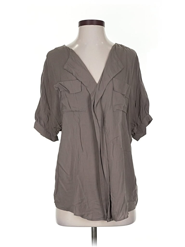 Pre-owned Odille 3/4 Sleeve Button Down Shirt In Gray
