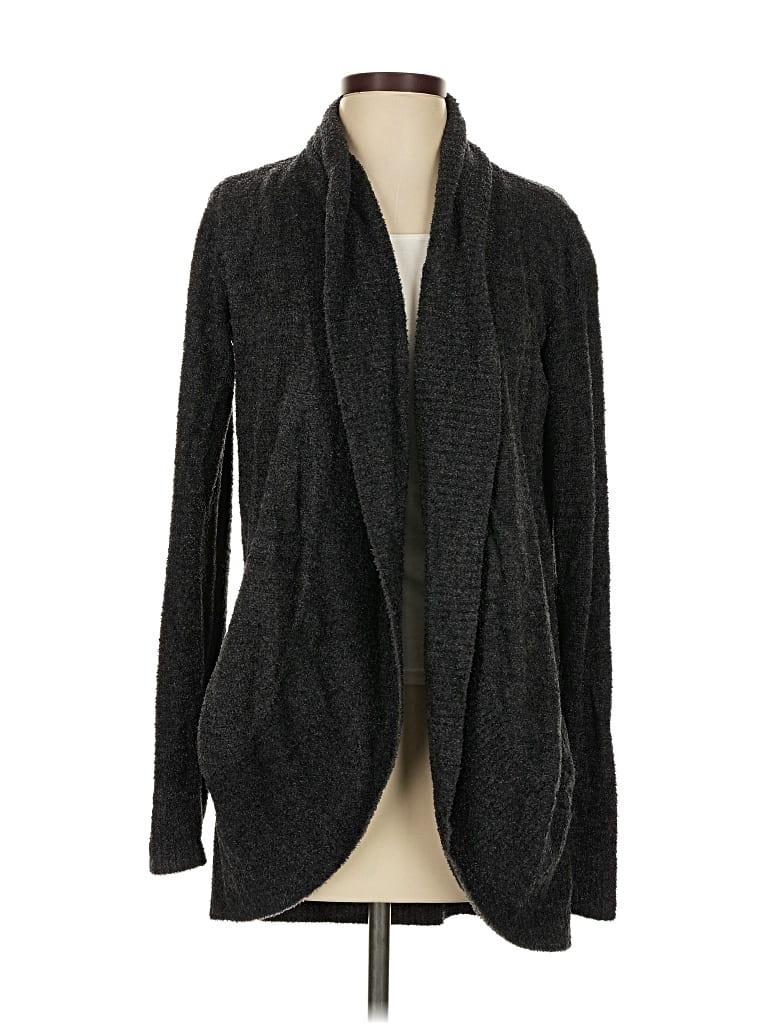Pre-owned Barefoot Dreams Cozychic Lite Cardigan Sweater In Gray