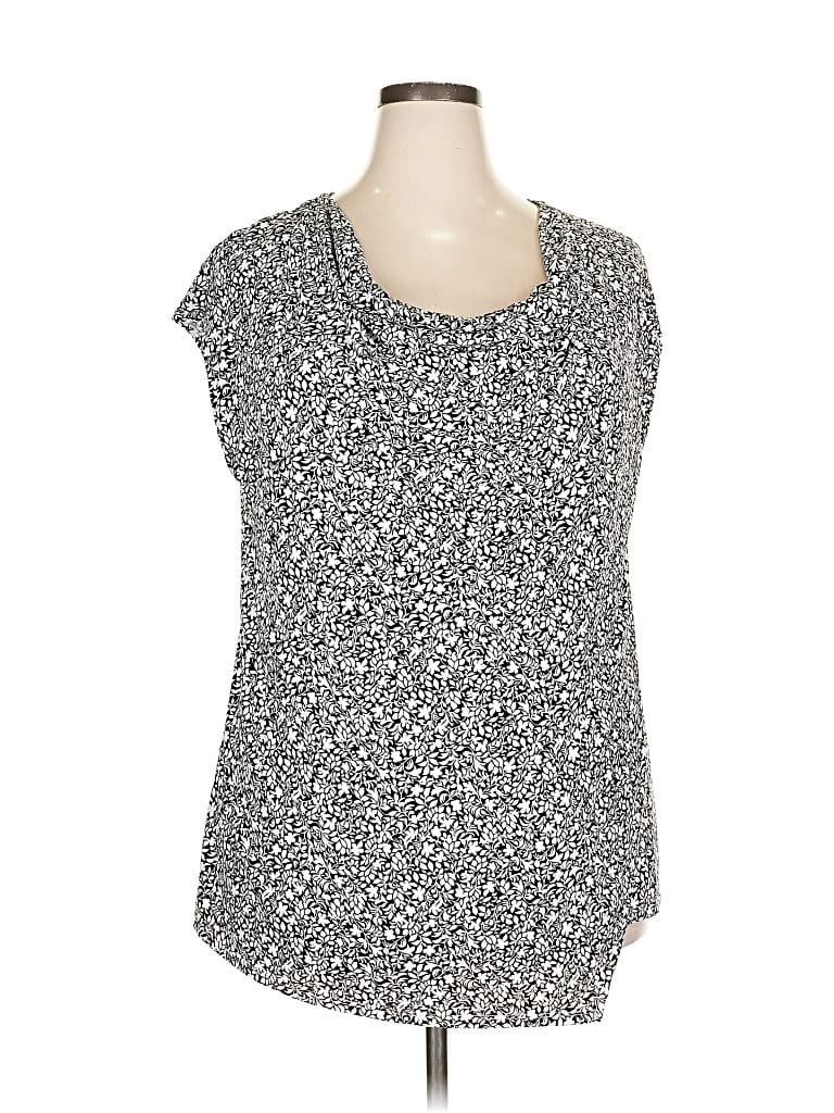 Pre-owned Lane Bryant Short Sleeve Top Black Scoop Neck Tops