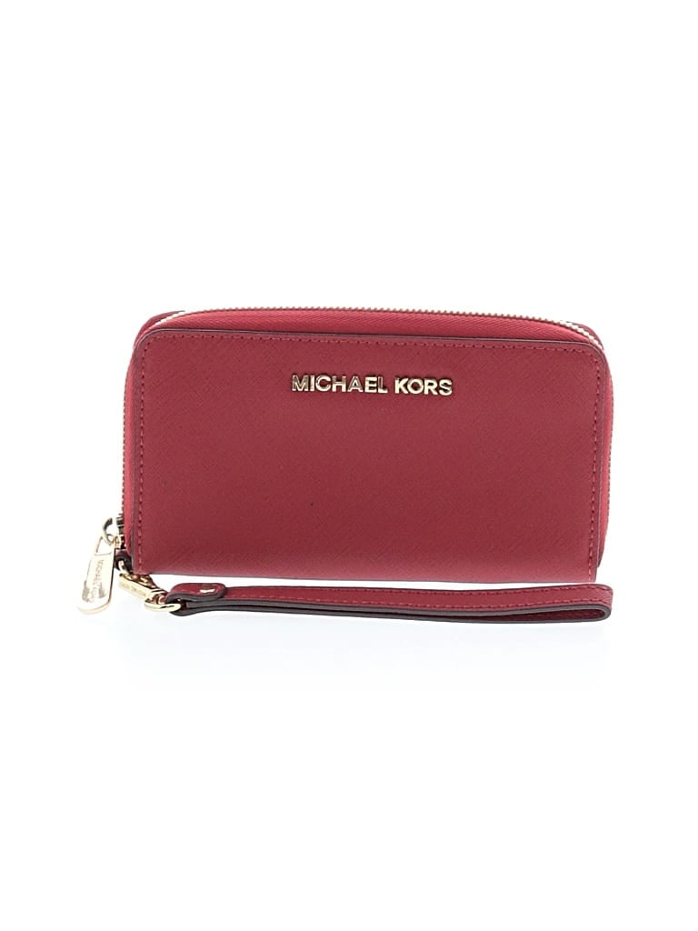 Pre-owned Michael Michael Kors Leather Wristlet In Red