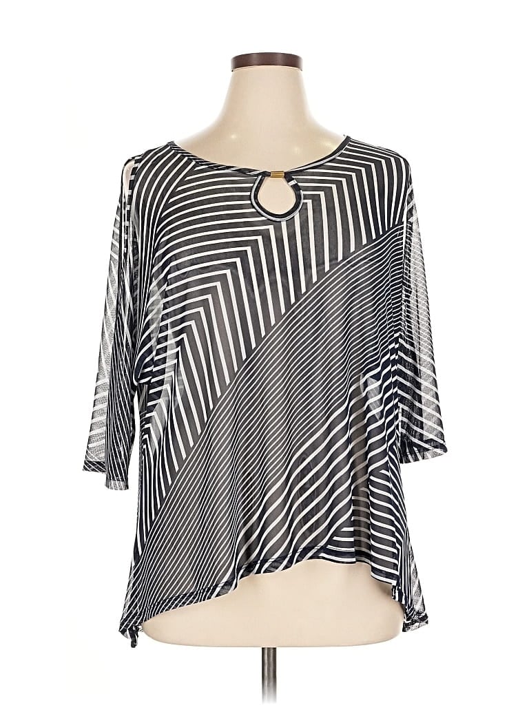 Pre-owned Robert Louis 3/4 Sleeve Blouse In Silver