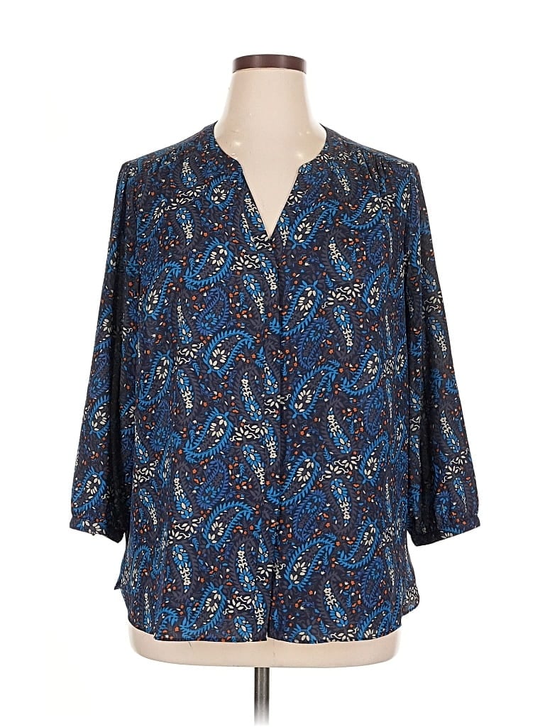 Pre-owned Nydj 3/4 Sleeve Blouse In Blue