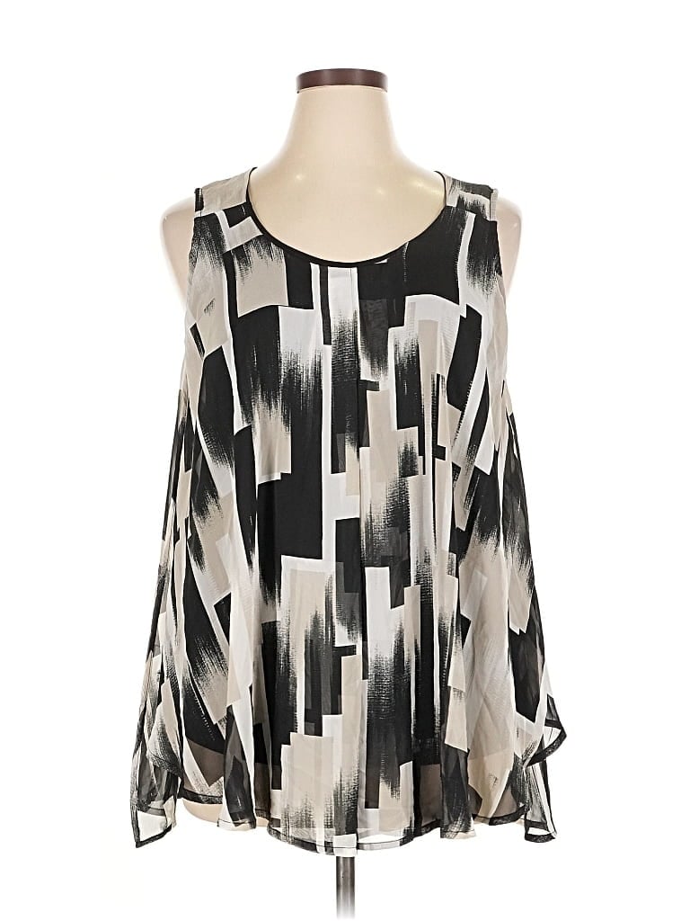 Pre-owned Roz & Ali Sleeveless Blouse In Silver