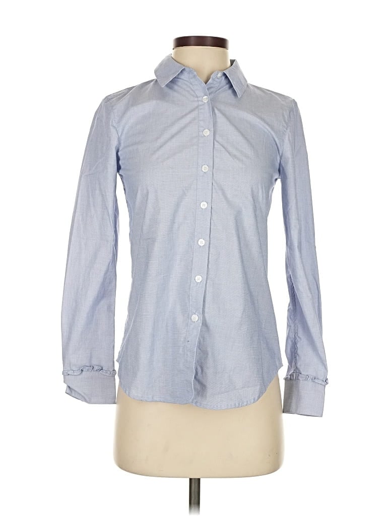 Pre-owned Draper James Long Sleeve Button Down Shirt In Blue