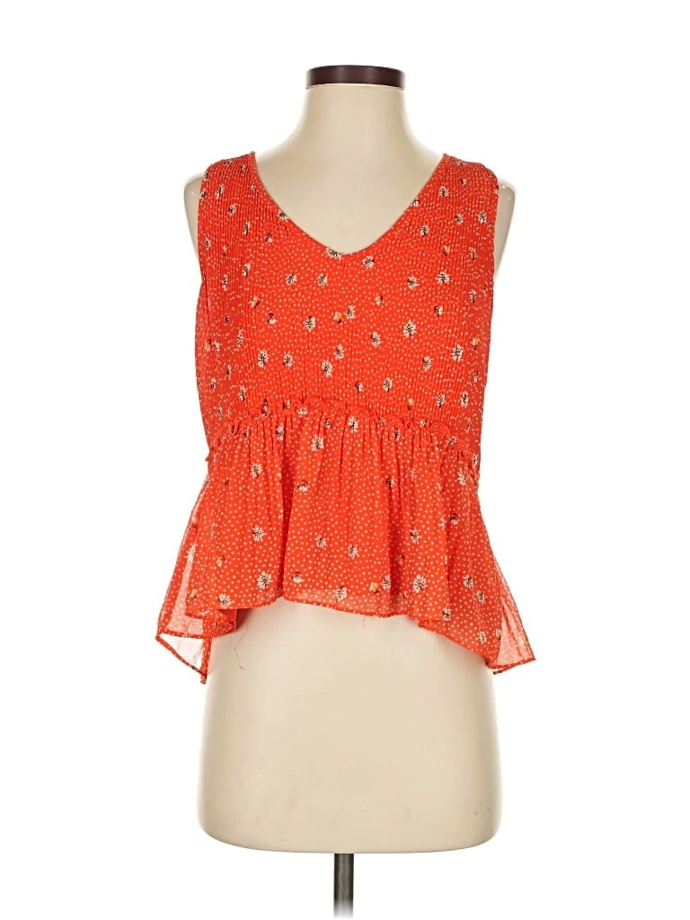 Pre-owned Zara Trf Sleeveless Blouse In Orange
