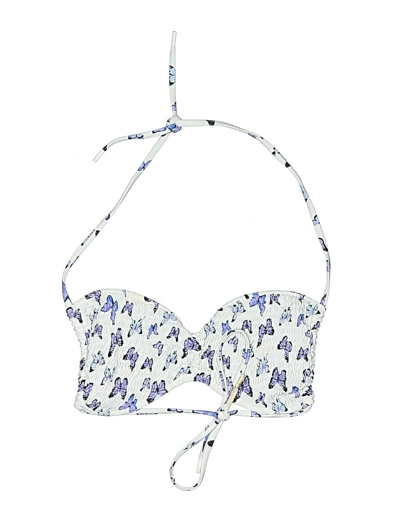 Pre-owned Blackbough Swimsuit Top Blue Floral Pattern Swimwear