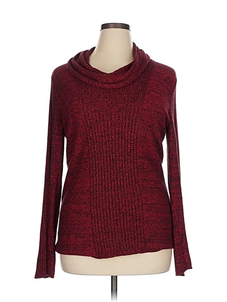 Pre-owned Jones New York Sport Turtleneck Sweater In Burgundy