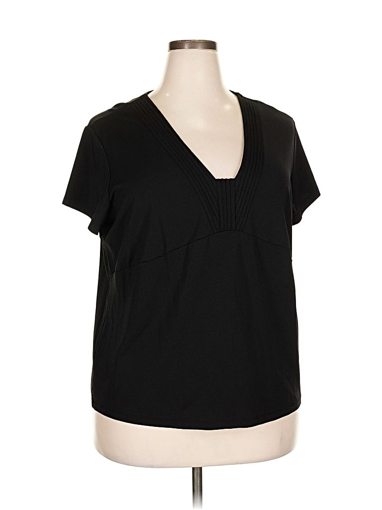 Pre-owned Talbots Short Sleeve Top Black V Neck Tops