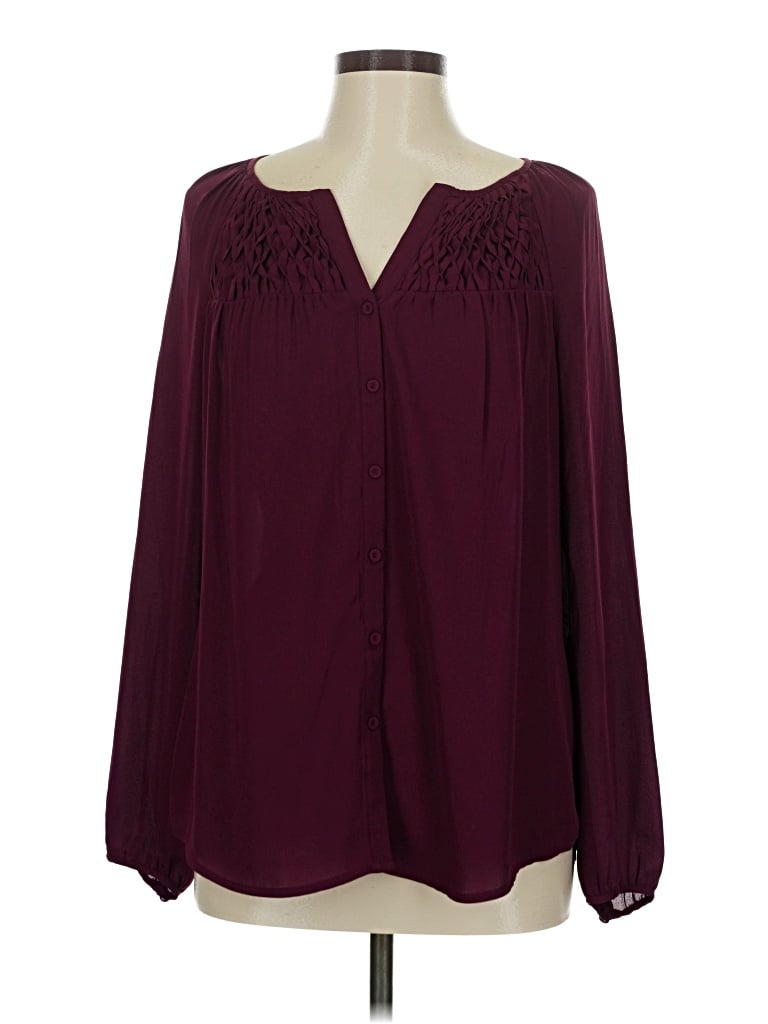 DANIEL RAINN Pre-owned Long Sleeve Blouse In Burgundy