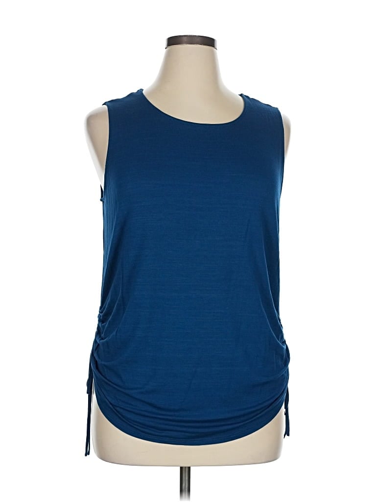 Pre-owned 14th & Union Sleeveless Top Blue Scoop Neck Tops