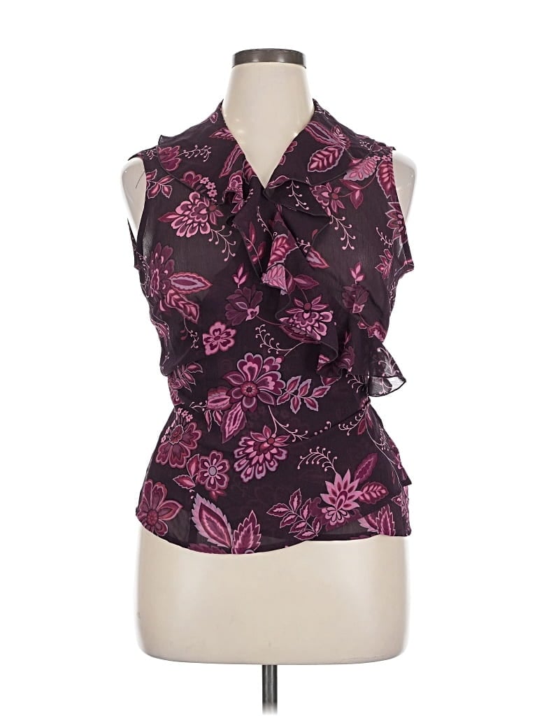 Pre-owned New York And Company Sleeveless Blouse In Burgundy