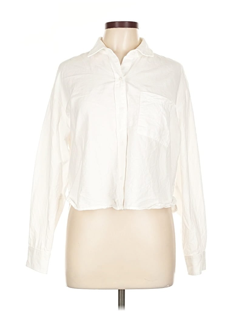 Pre-owned Old Navy Long Sleeve Blouse In White