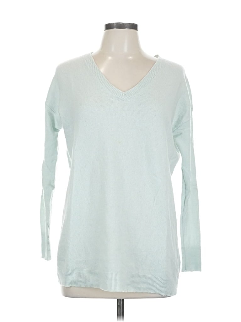 Pre-owned Halogen Long Sleeve Top Teal V Neck Tops In Blue