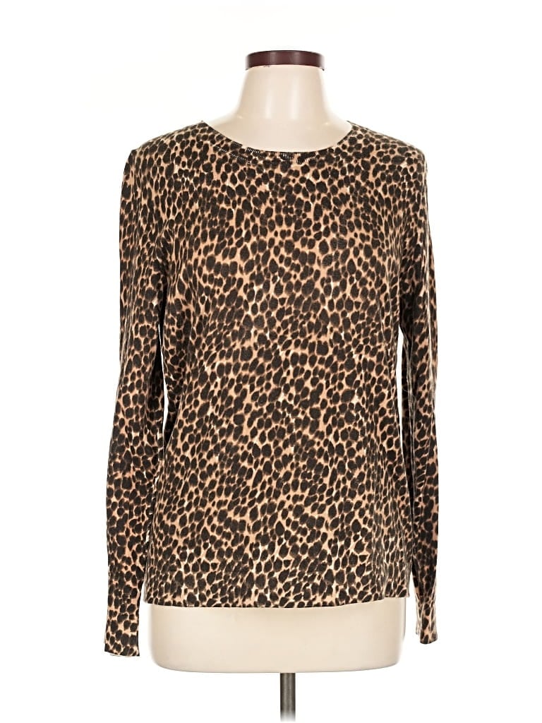 Pre-owned J.crew Factory Store Long Sleeve Top Brown Crew Neck Tops