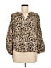 Tinley 100% Viscose Animal Print Tan Long Sleeve Blouse Size M - photo 1