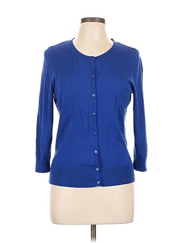 Pre-owned Halogen Cardigan Sweater In Blue