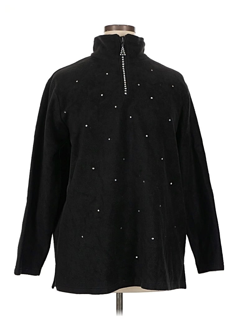 Pre-owned Quacker Factory Fleece Jacket In Black