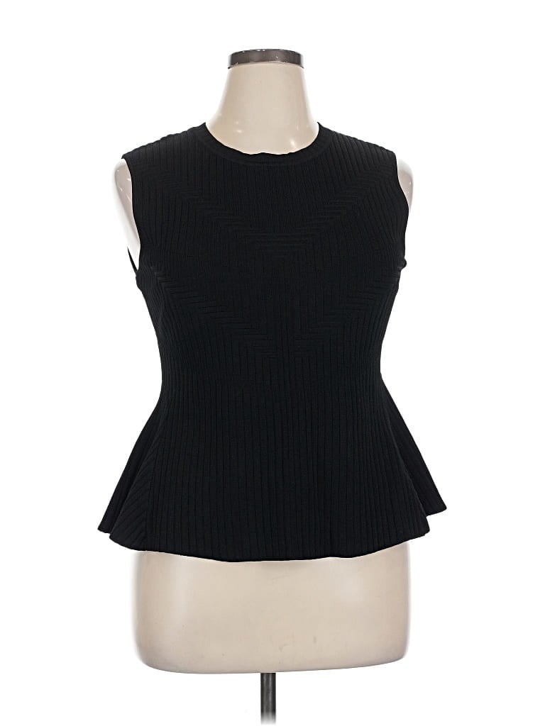 Pre-owned Halogen Sleeveless Top Black High Neck Tops
