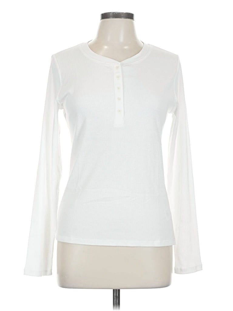Pre-owned Gap Long Sleeve Henley Shirt In White