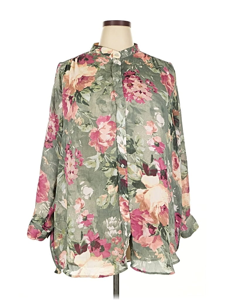 Pre-owned Unbranded 3/4 Sleeve Blouse In Green