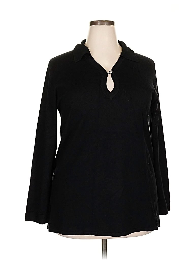 Pre-owned 89th & Madison Long Sleeve Blouse In Black