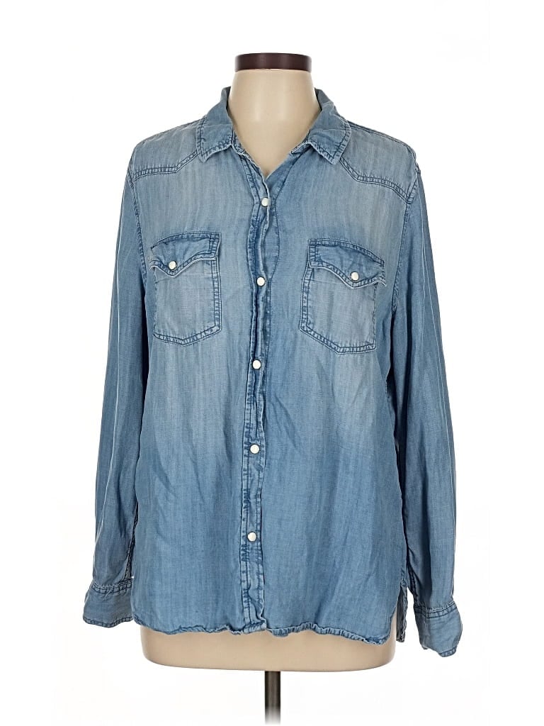 Pre-owned Lola River Long Sleeve Button Down Shirt In Blue