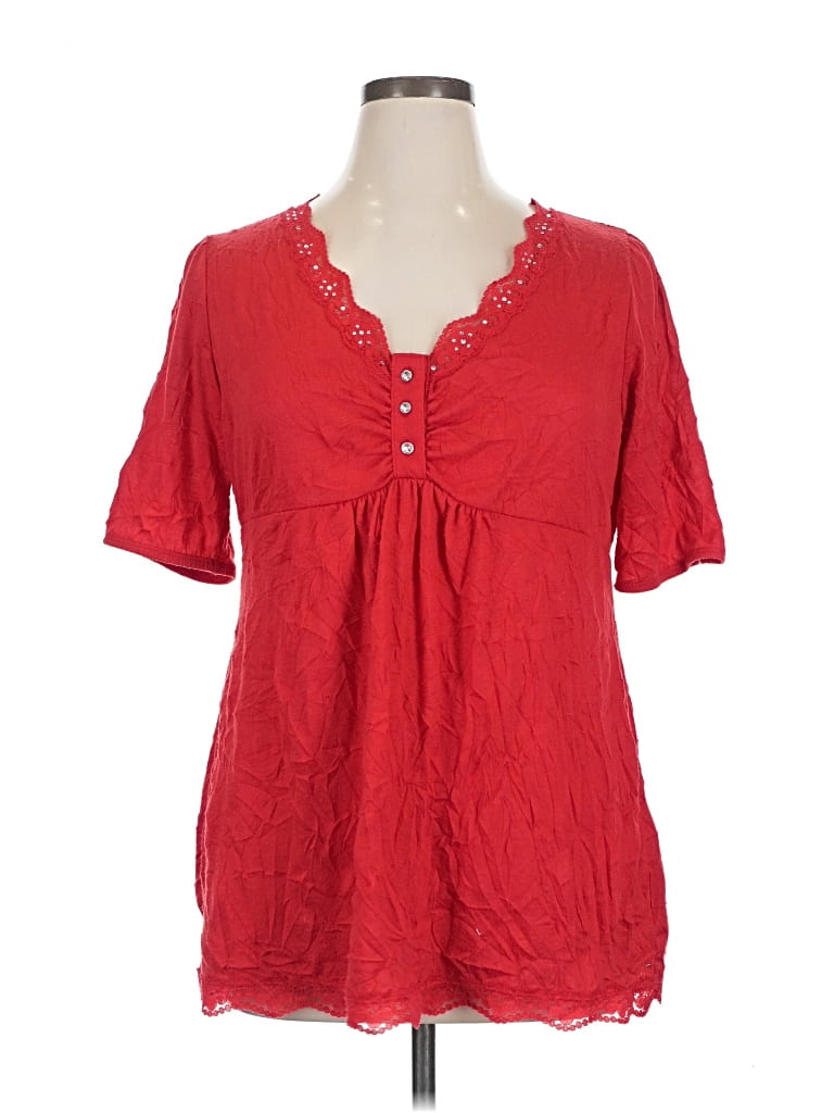 Pre-owned Faded Glory Short Sleeve Blouse In Red