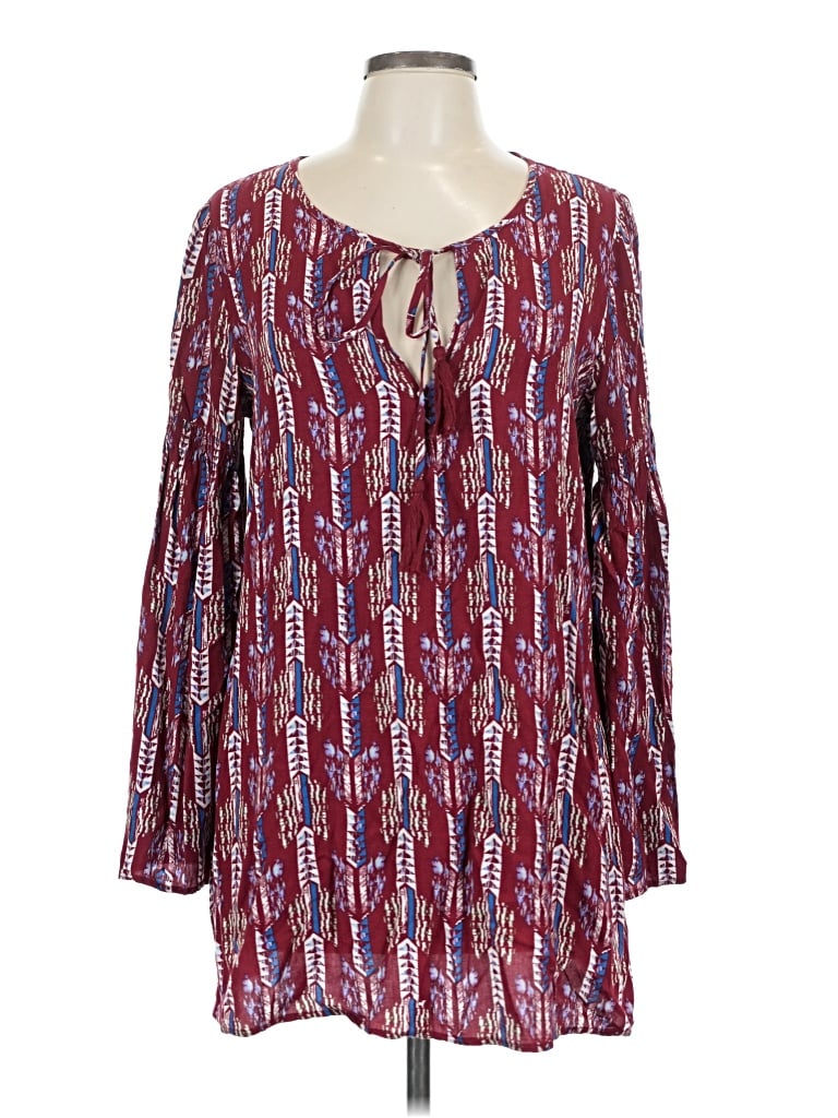Pre-owned Ecote Long Sleeve Blouse In Burgundy