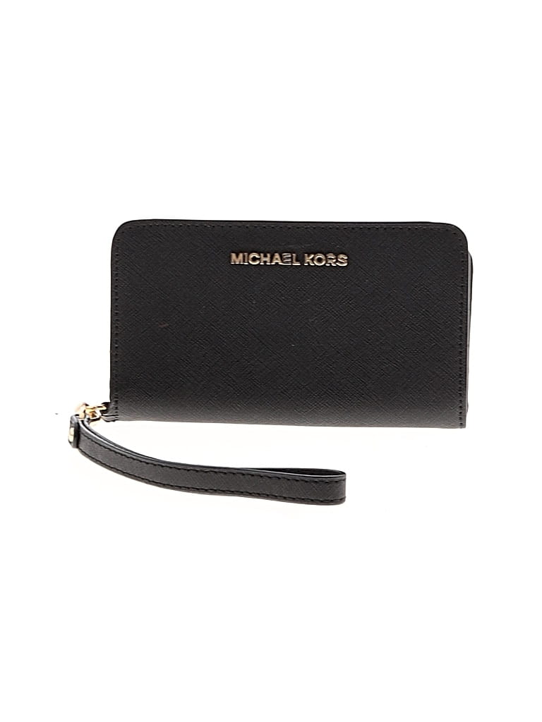 Pre-owned Michael Michael Kors Leather Wristlet In Black