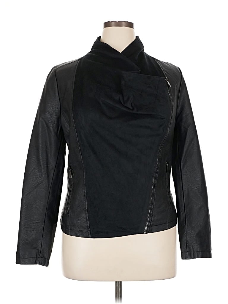 Just Fab Faux Leather Jacket In Black
