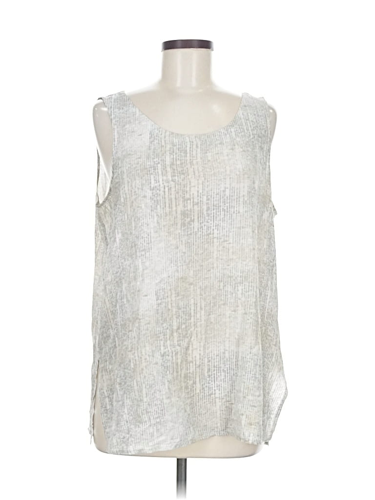 Pre-owned Eileen Fisher Sleeveless Silk Top Silver Scoop Neck Tops