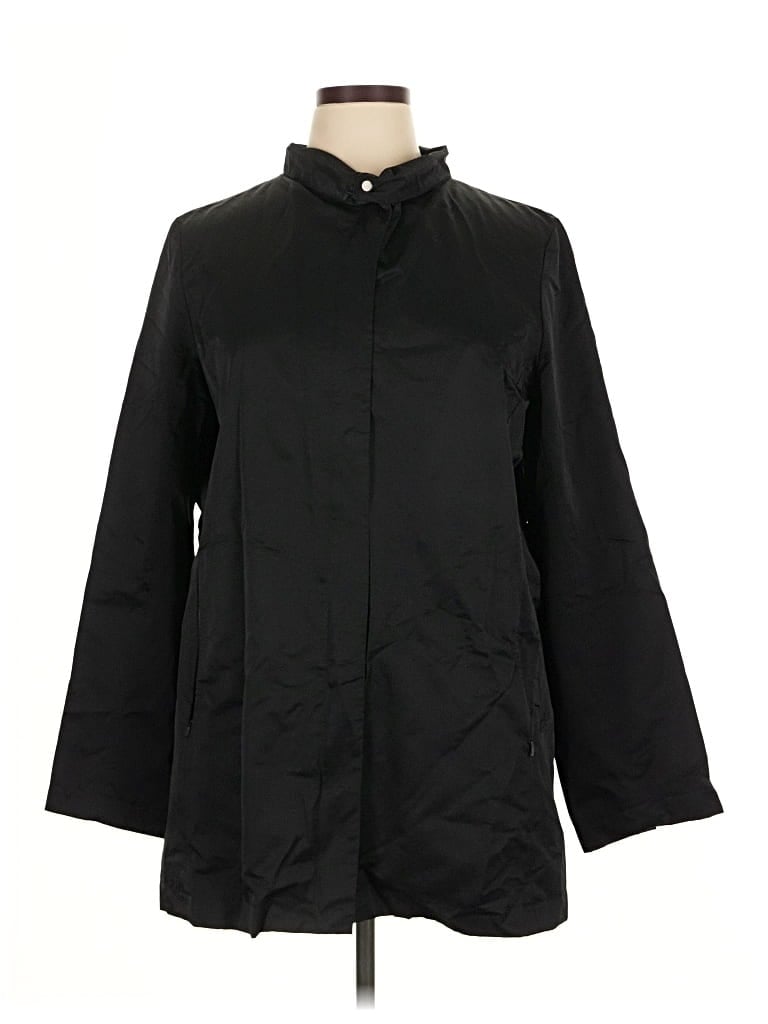 Pre-owned Eileen Fisher Raincoat In Black