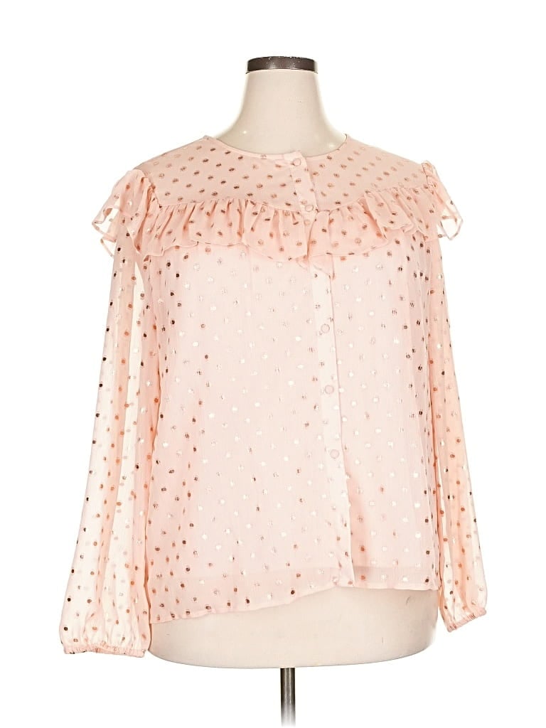 Pre-owned Lc Lauren Conrad Long Sleeve Blouse In Pink