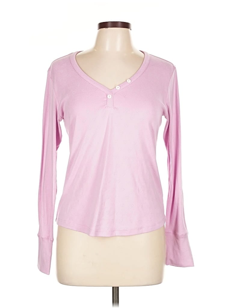 Pre-owned Pj Salvage Long Sleeve Top Pink V Neck Tops