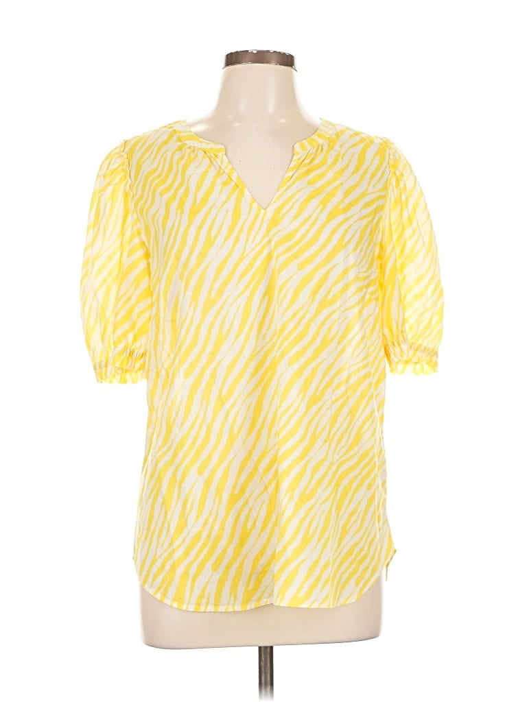 Pre-owned Talbots Short Sleeve Blouse In Yellow