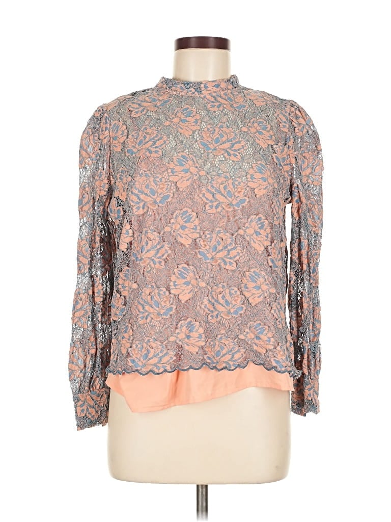 Pre-owned Ann Taylor Loft Long Sleeve Blouse In Orange