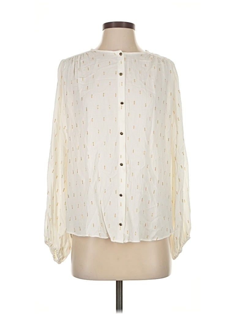 Pre-owned Zara Long Sleeve Blouse In White