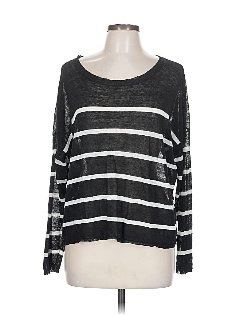 Pre-owned Eileen Fisher Long Sleeve Top Black Scoop Neck Tops