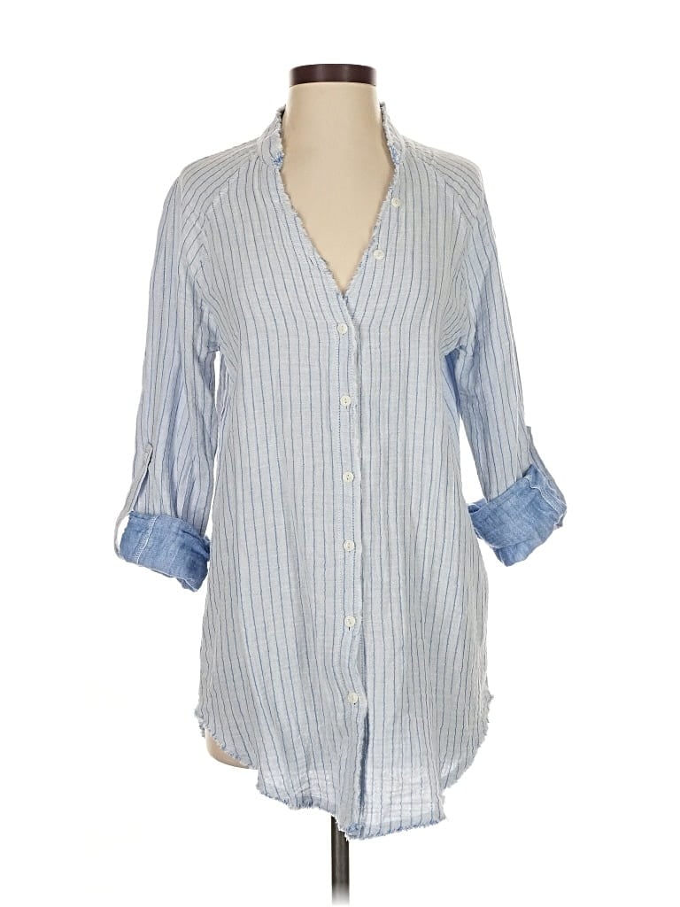 Pre-owned Mystree 3/4 Sleeve Button Down Shirt In Blue