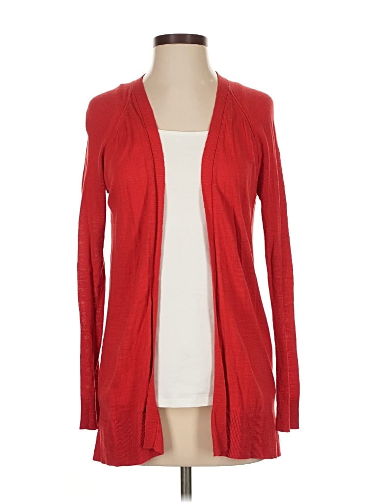 Pre-owned Ann Taylor Loft Outlet Cardigan Sweater In Red