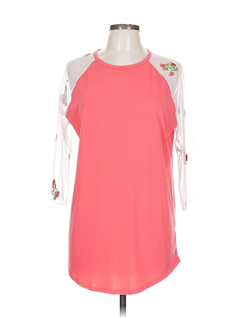 Pre-owned Lularoe 3/4 Sleeve T-shirt In Pink