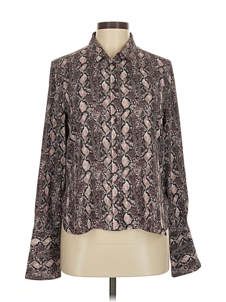 Pre-owned Equipment Long Sleeve Blouse In Brown