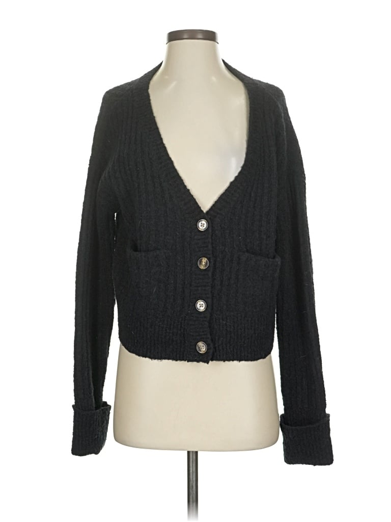 Pre-owned Lovers & Friends Wool Cardigan Sweater In Black