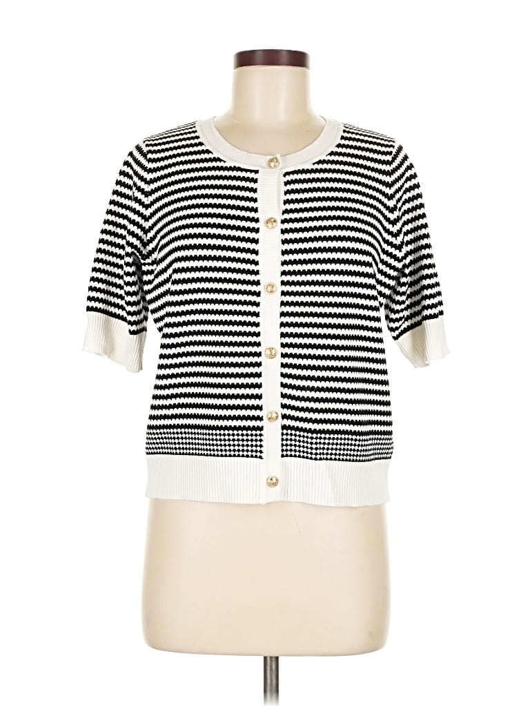 Pre-owned Adrianna Papell Cardigan Sweater In White