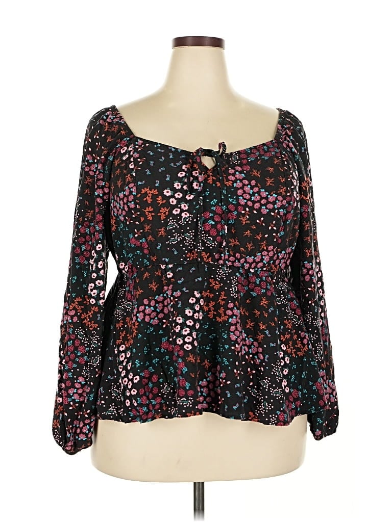 Pre-owned Torrid Long Sleeve Blouse In Black