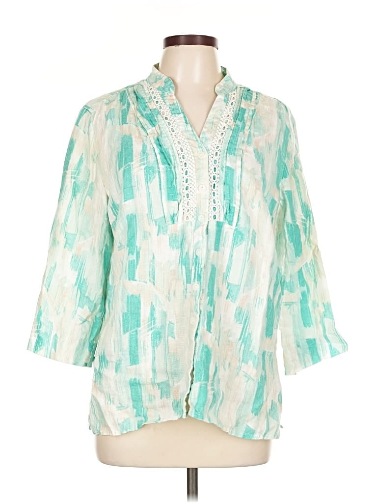 Pre-owned Jm Collection 3/4 Sleeve Blouse In Blue