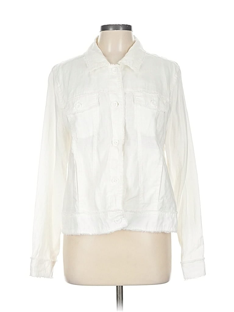 Pre-owned Tommy Bahama Long Sleeve Blouse In White