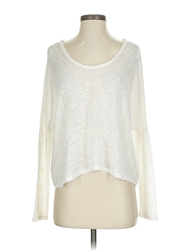 Pre-owned Sadie & Sage Long Sleeve Top Ivory Scoop Neck Tops In White