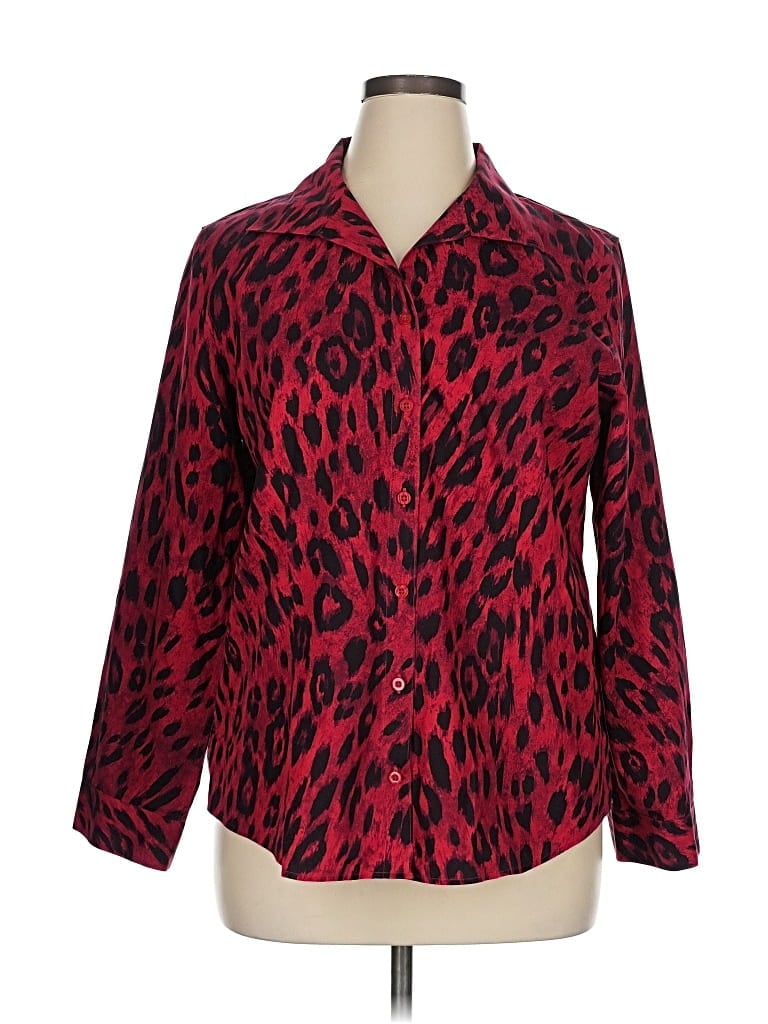 Pre-owned Chico's Long Sleeve Blouse In Red