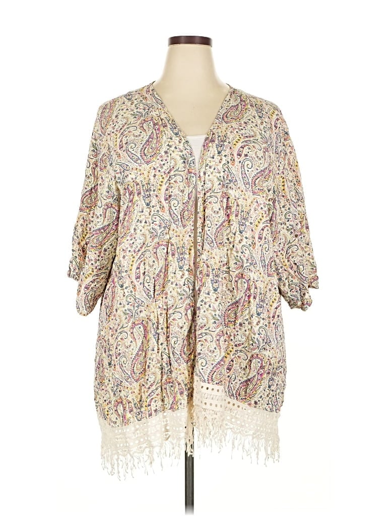 Pre-owned Bobeau 3/4 Sleeve Blouse In White